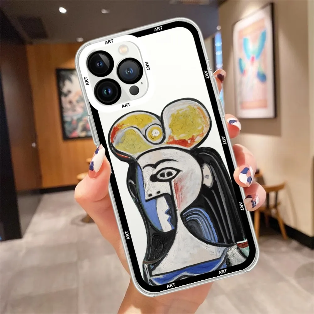 Famous Painting Picasso Abstract Art Phone Case For iPhone 11 12 Mini 13 14 15 Pro Max Transparent Shell