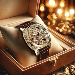 New carved fully automatic hollow mechanical watch, luminous watch, business and leisure niche student men's watch