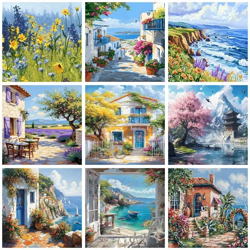 SDOYUNO Oil Painting By Numbers Frameless Landscape Fantasy Wall Decors Gift Canvas Painting Handiwork Kill Time Home Decoration