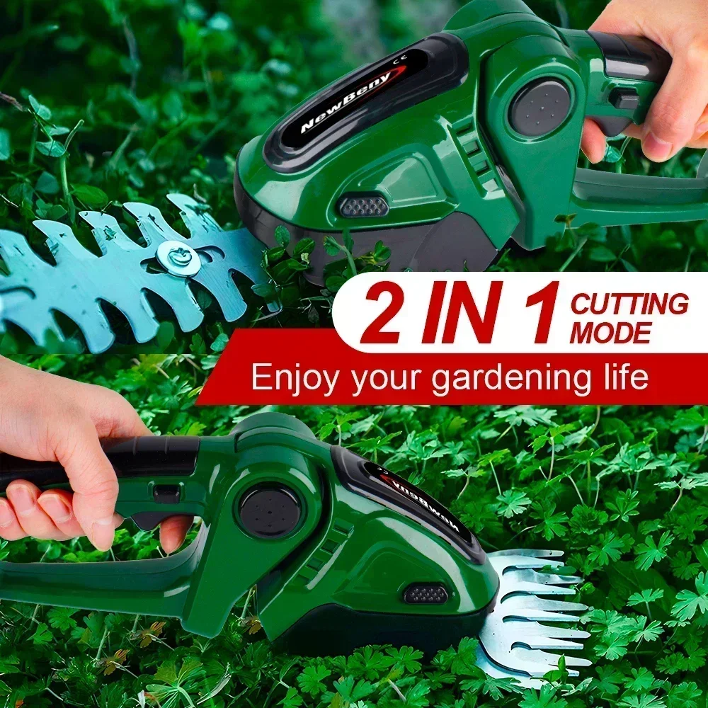 Noreter 21V 2 in 1 Electric Hedge Trimmer 20000rpm Household Lawn Mower  Garden Bush Scissors Grass Scissors Power Tool