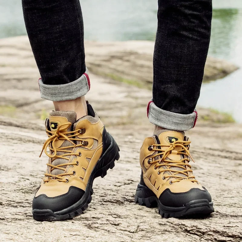 

High-top Boots Women Comfortable Casual Lace-up Anti-slip Outdoor Hiking Shoes Men Breathable Thick-soled Ankle Boots Men