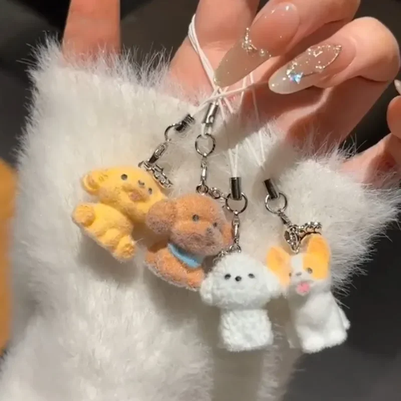 لطيف الكرتون الكلب الحيوان المفاتيح قلادة ظهره حلية زوجين الهدايا الهاتف الحبل يتدفقون القلطي سلسلة هواتف المفاتيح