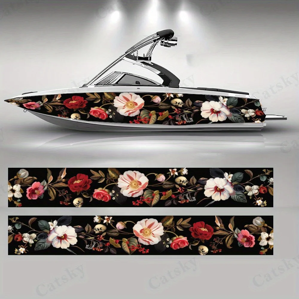 Gothic Flower B Boat sticker vinyl ship pontoon deck Boat fishing decorative pontoon boats decal