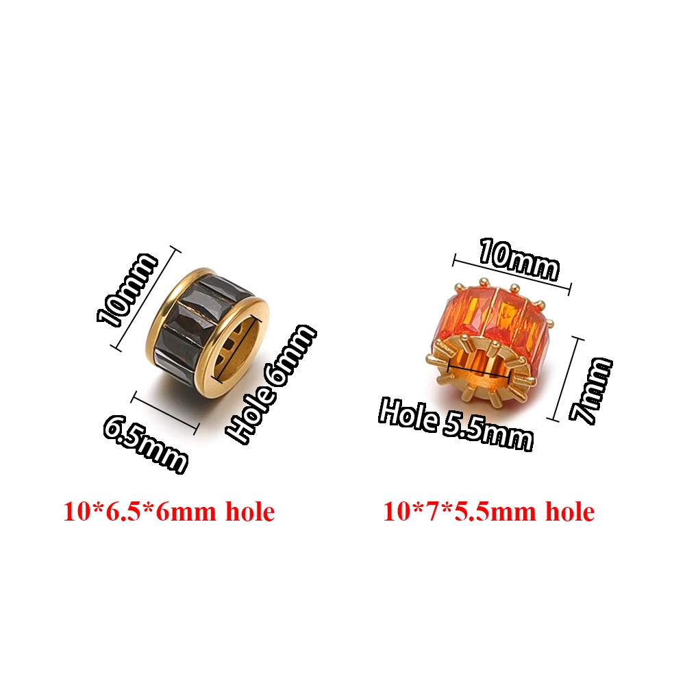 3 Stück Edelstahl-Rad-Zirkon-Perlen, lose Perlen für die Schmuckherstellung, elegante Charms für Damen, Armband- und Halskettenzubehör – Detail 3