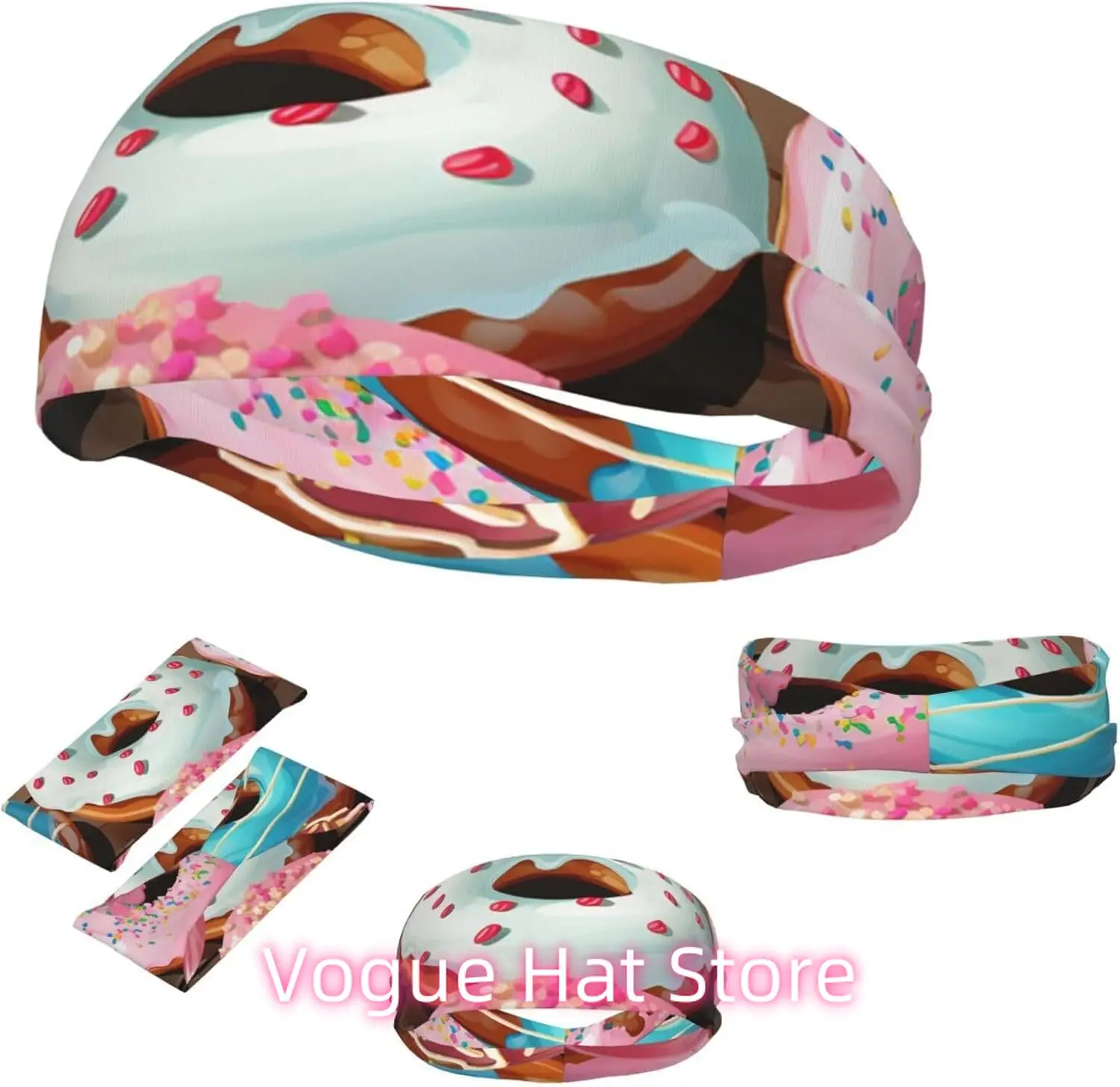

Sports Headband for Men Women Moisture Wicking Athletic Sweatband Donuts Workout Sweat Bands Non Slip Headbands Stretchy