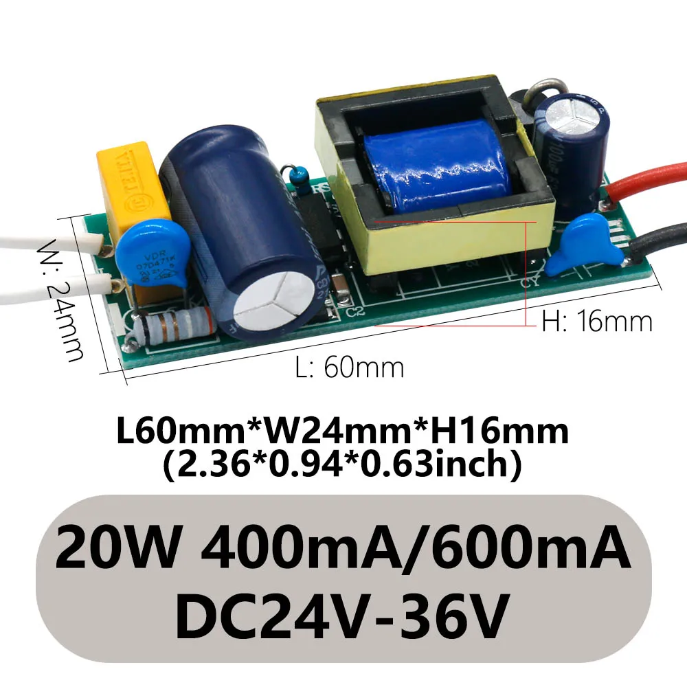 Driver for LEDs 20W Adapter Transformer AC85V-265V to DC24-36V Power Supply Unit 400mA 450mA 500mA 600mA Lighting Transformer