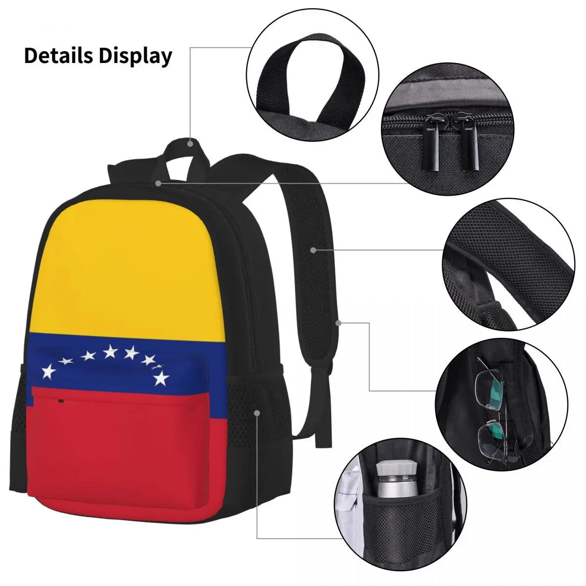 Conjunto de mochila com bandeira da Espanha para estudantes, mochila escolar com design de desenhos animados, lancheira e caneta, conjunto de três peças