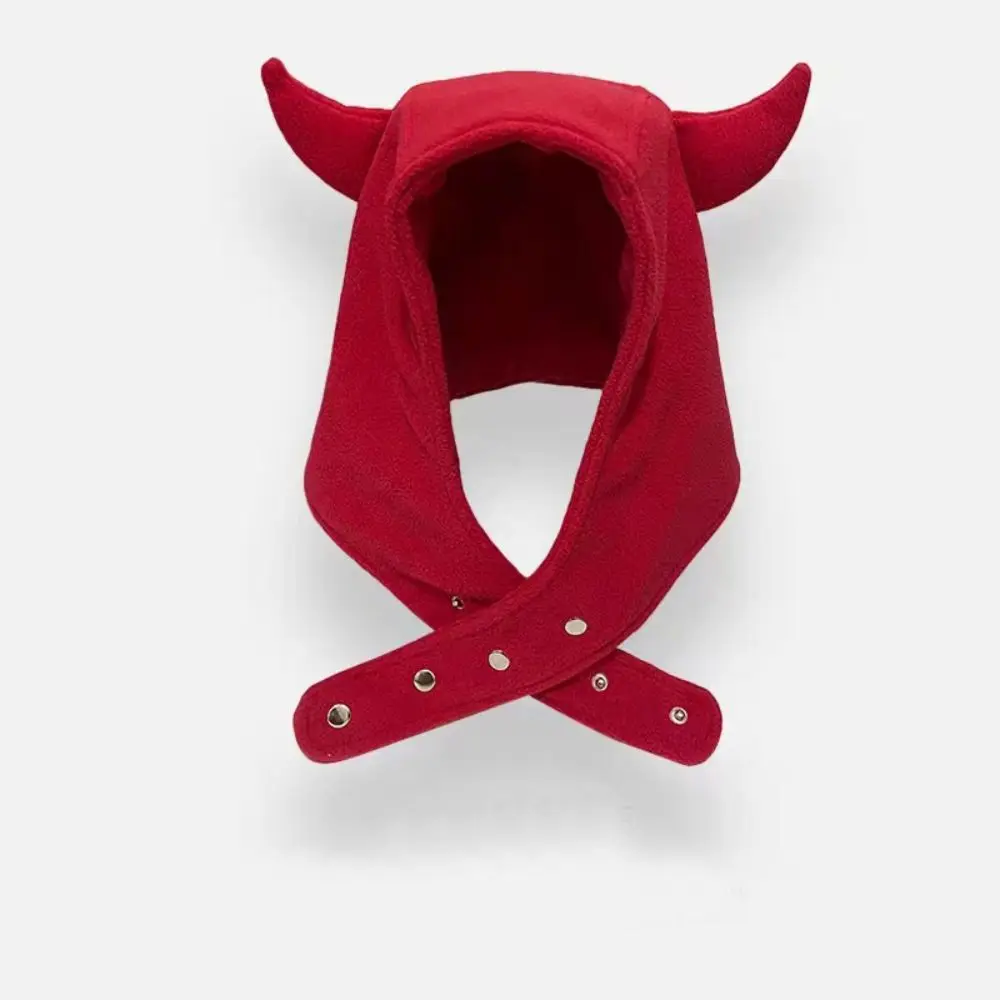 Devil Horn Winter Bomber Hats Ear Protection Fleece Warm Earflap Hat Adjustable Cute Cycling Cap Outdoor Cycling Headwear