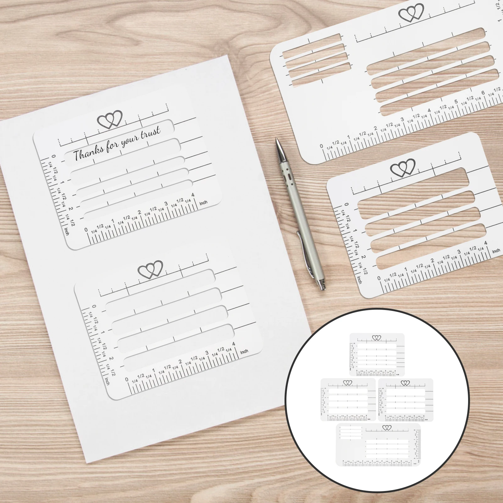 

4 Pcs Greeting Card Template Party Invitation Stencils Making Tool Plastic Embossing Ruler Letter Reusable Pp Envelop