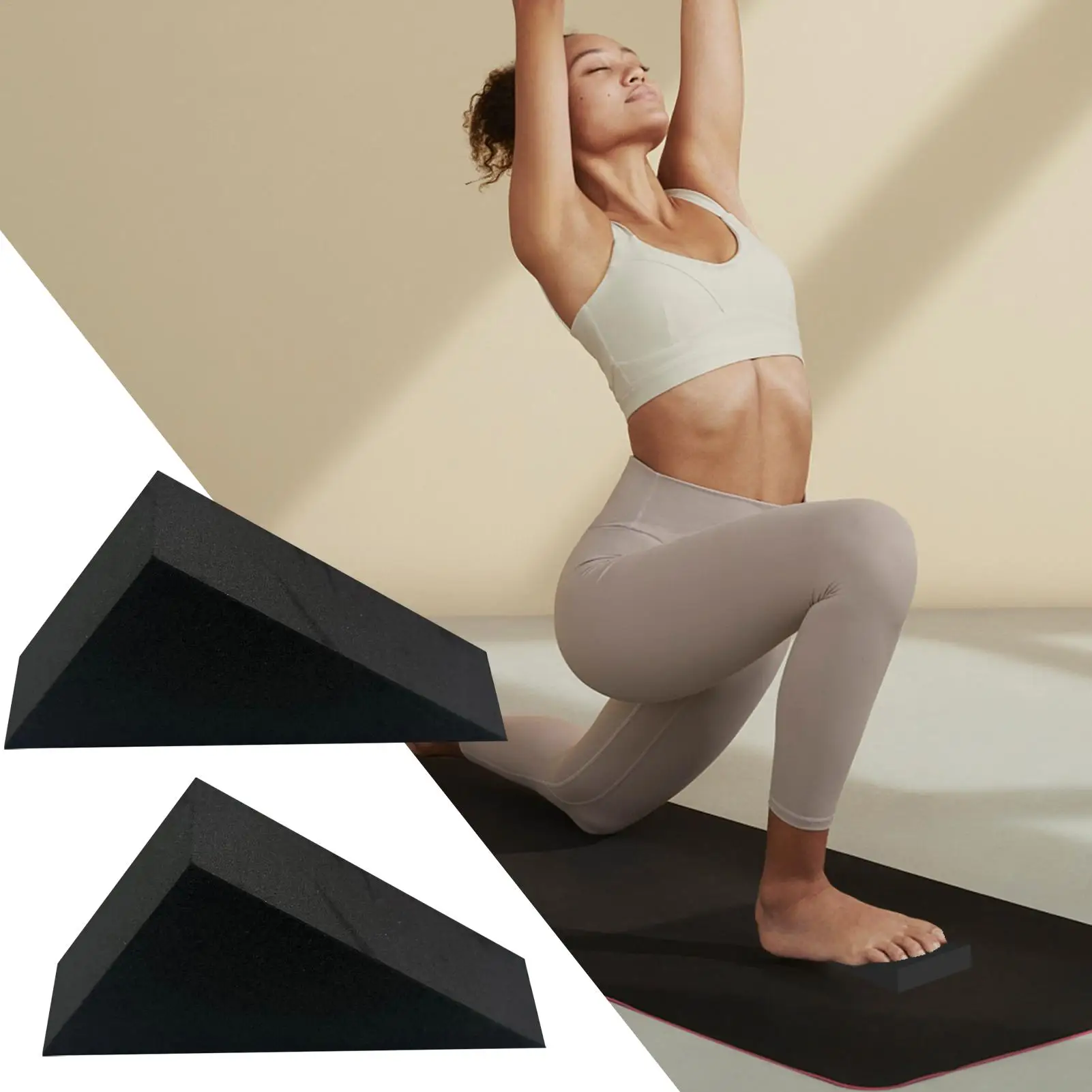 2Pcs Yoga Wedge Blocks EVA Foam Yoga Wedge Stretch Slant Boards Exercise Yoga Block Pilates Wedge Squats Fitness Accessories