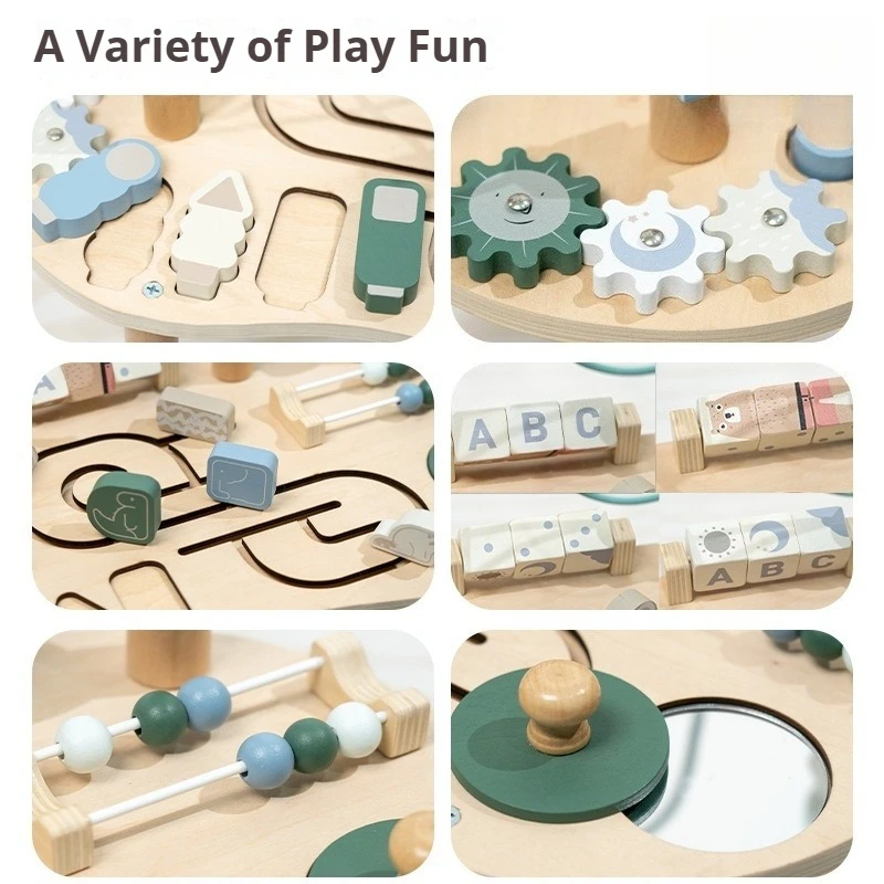 Montessori Early Education Occupato Board Giocattoli di legno Rotondi il tallone Baby Hand Eye Coordination Esercizio Puzzle Gioco da tavolo Regalo