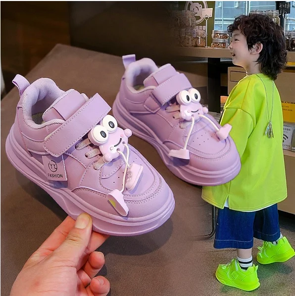 Kinderen Sneakers Cartoon Unisex Snoep Kleur Chunky Jongens Meisjes Casual Schoenen Klittenband Pu Leer Herfst Kinderen Sport schoen 26-37