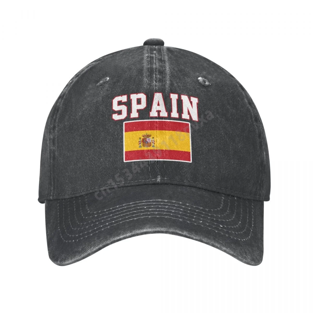 Spain Flag Spanish Unisex Adult Charcoal Washed Denim Baseball Cap Men Classic Vintage Cotton Dad Trucker Hat