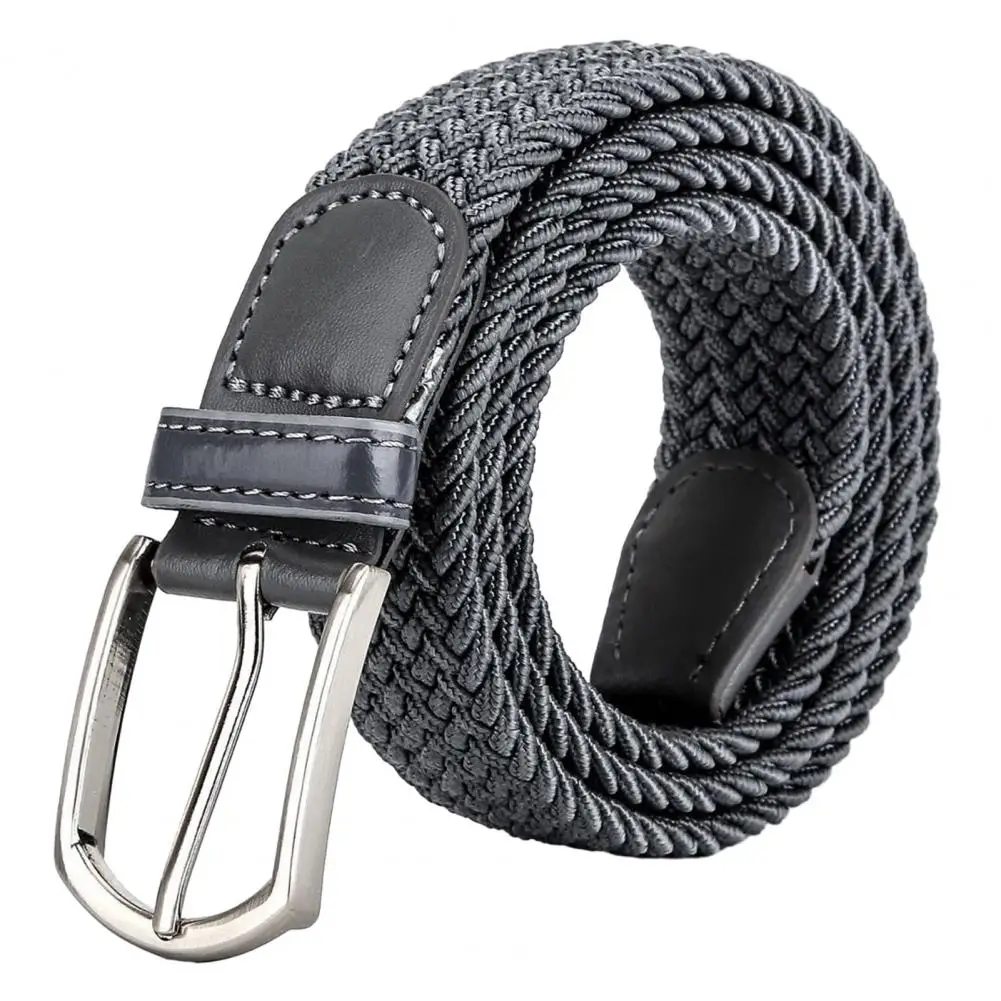 

Men Canvas Belt Metal Pin Buckle Wide Band Firm Stitching Military Waist Strap Male Elastic Belt Pants Jeans Matching