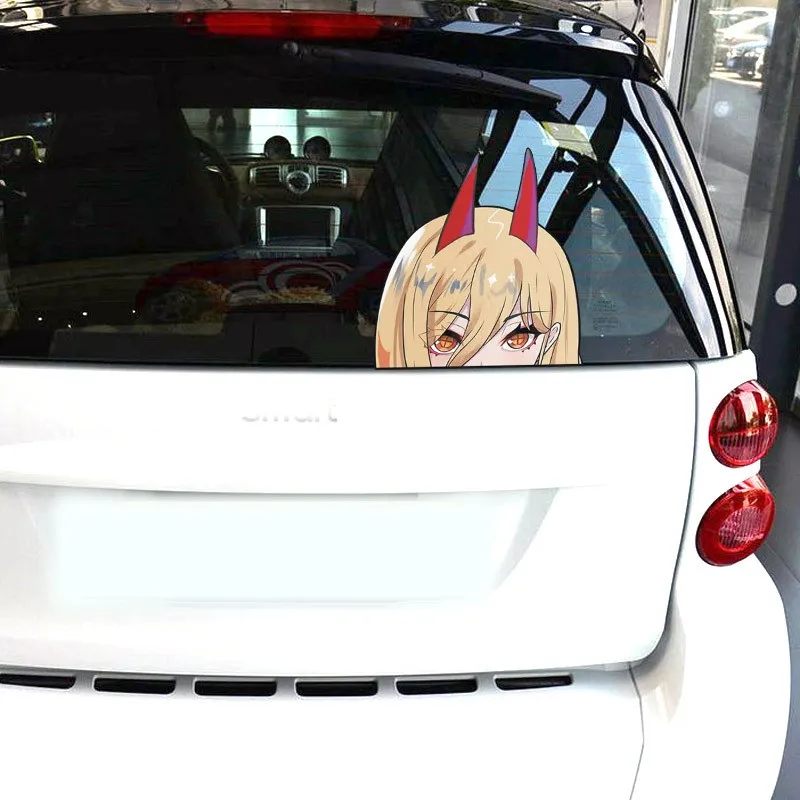 Car Stickers Chainsaw Man Anime Denji Pochita Power Reflective Decals For Window Bumper Trunk Motorcycle Laptop Computer Case