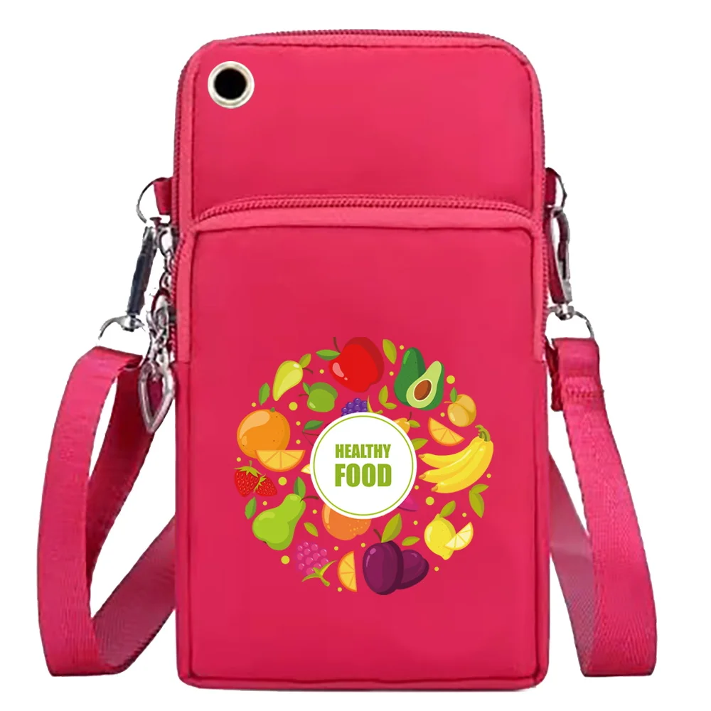 Universal Mobile Phone Bag Shoulder Crossbody Bags Wallet Sport Arm Purse Women Clutch Phone Pouch Wrist Pack Food Pattern