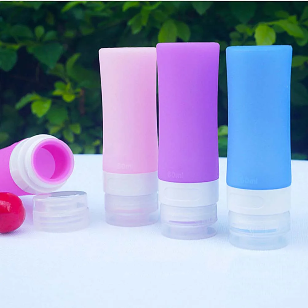 زجاجات سفر من السيليكون محمولة 80 مل قابلة للعصر وقابلة لإعادة الملء وموزع شامبو ومستلزمات الزينة وحاويات سائلة وزجاجة سفر #4