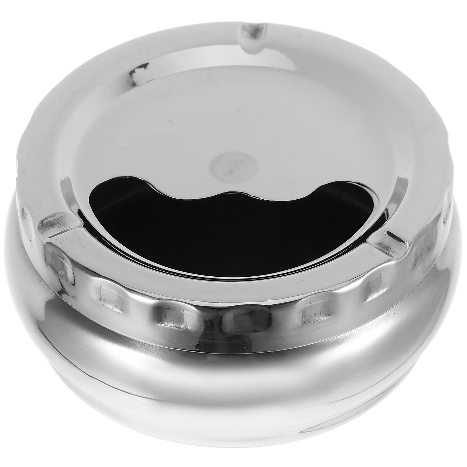 

Sturdy Stainless Steel 12cm Round Lid Drum Ashtray Automatic Cigarette Extinguisher Home Car Indoor Outdoor Use Non Slip