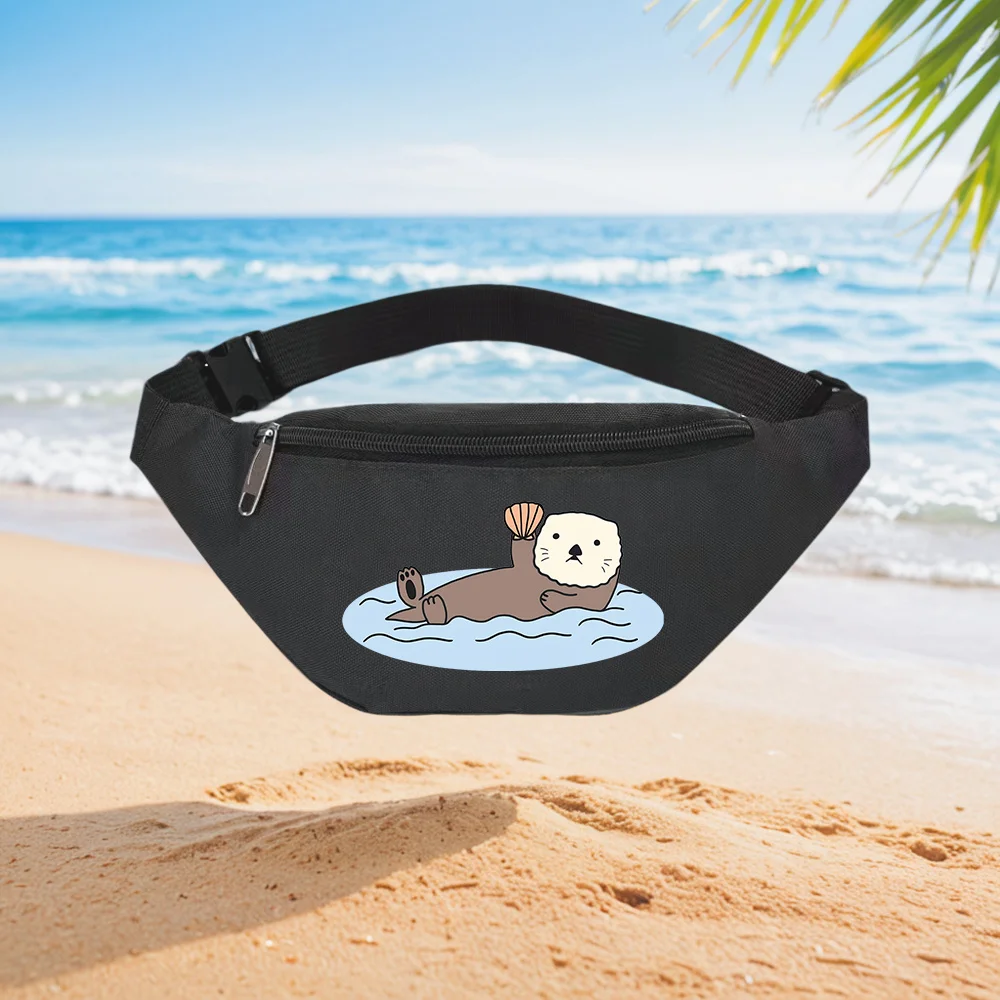

Adorable Otter Holding Shell Swimming in Ocean Waist Backpack Crossbody Chest Bag Street Casual Sporty Fashionable Simple Unique