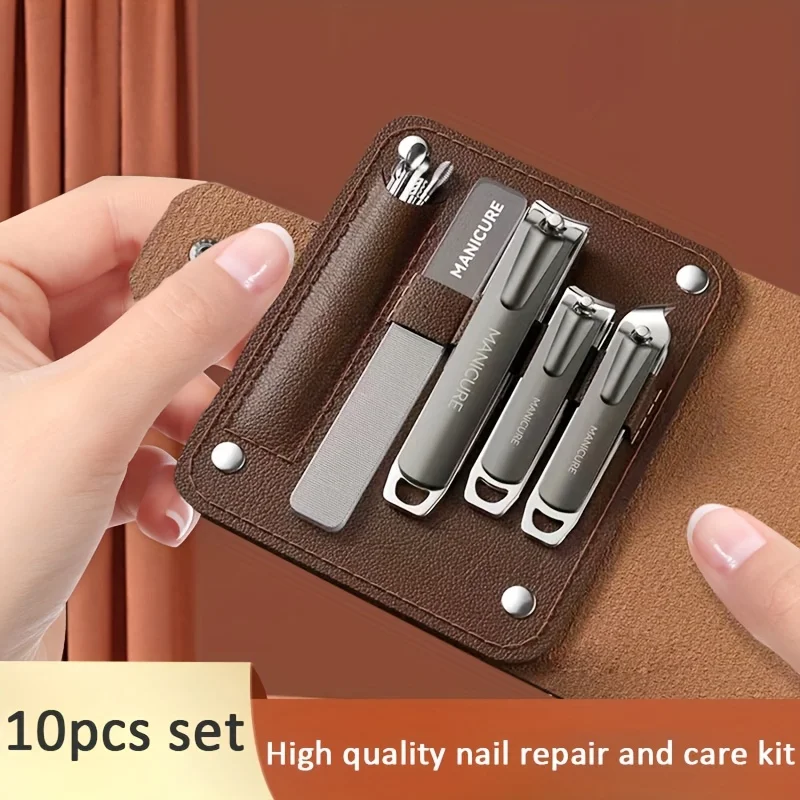 Conjunto de cortador de unhas de aço inoxidável com estojo de armazenamento design moderno lâmina côncava abertura de mandíbula ferramentas de cuidados com as unhas presente de natal