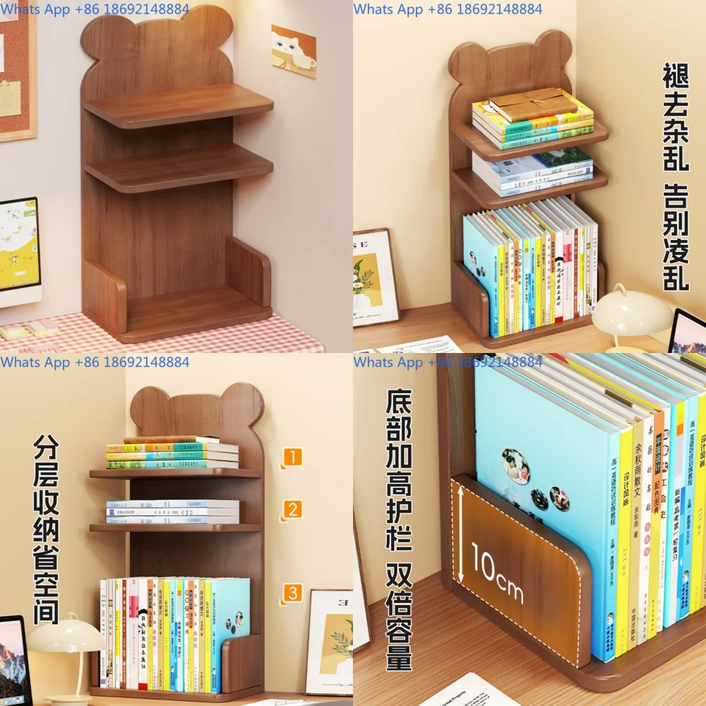 

Desktop Bookshelf Multi Tier Vertical Storage Rack for Books and Office Supplies