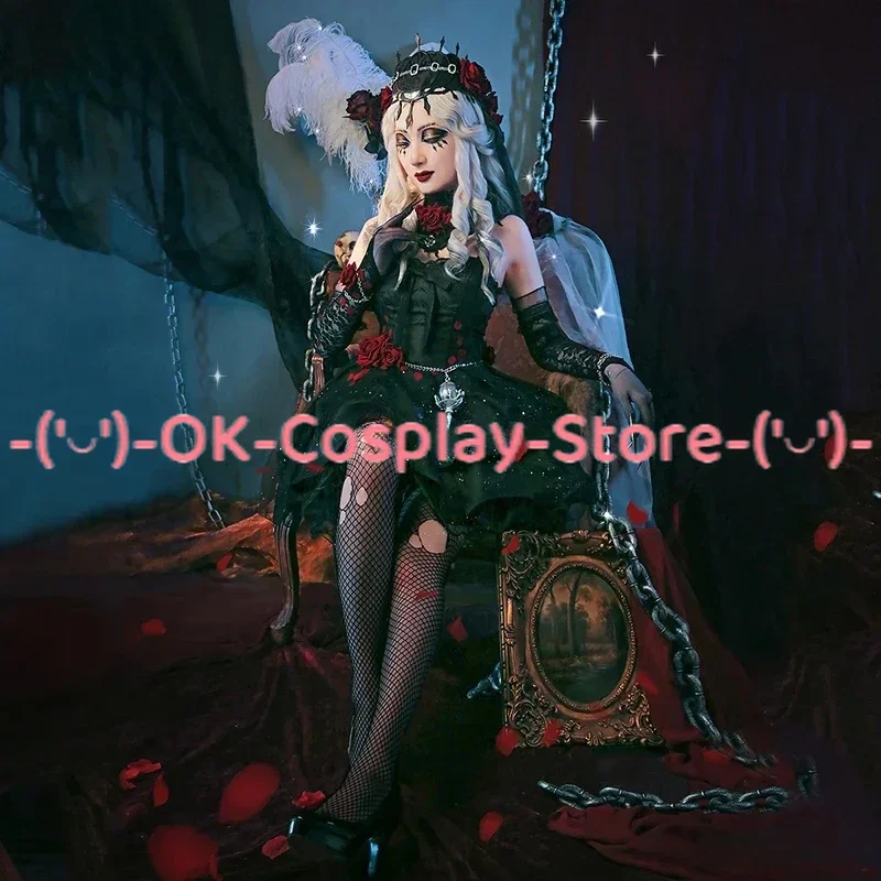 Game Identity V Psychologist Long Night Aida Mesmer Cosplay Costume Deluxe Black Dress Suit Hallween Party Uniforms Custom Made