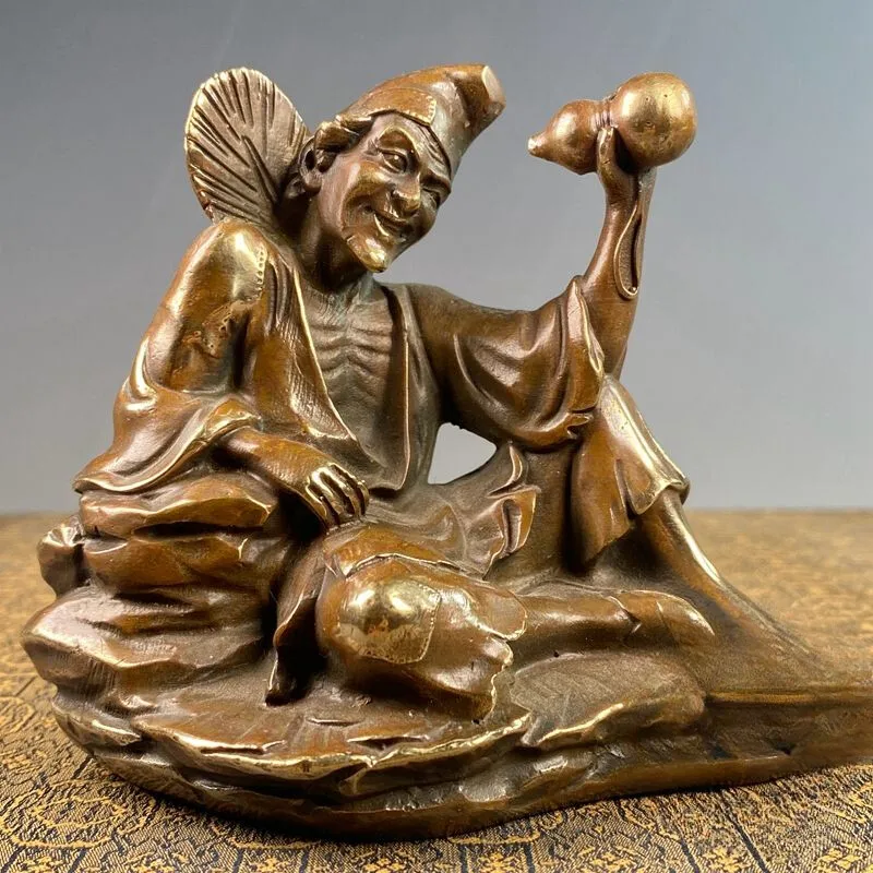 Brass Solid Engraving Dragon Reducing Luohan Old Goods Bronze Ware Living Buddha