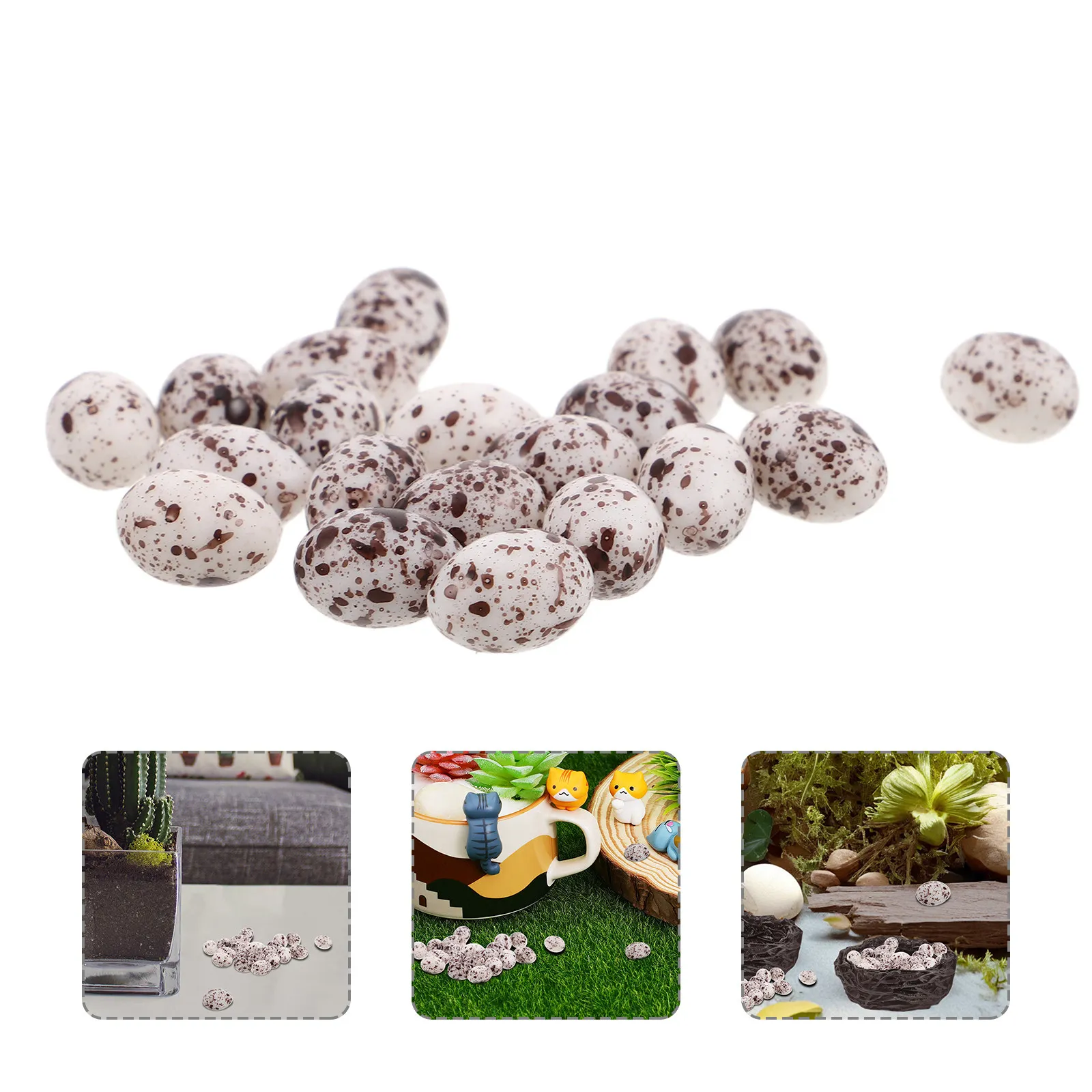20Pcs Realistic Miniature Quail Egg Simulation Bulk Mini Quail Egg Plastic Decorations Home Desk Ornament Garden Micro Props