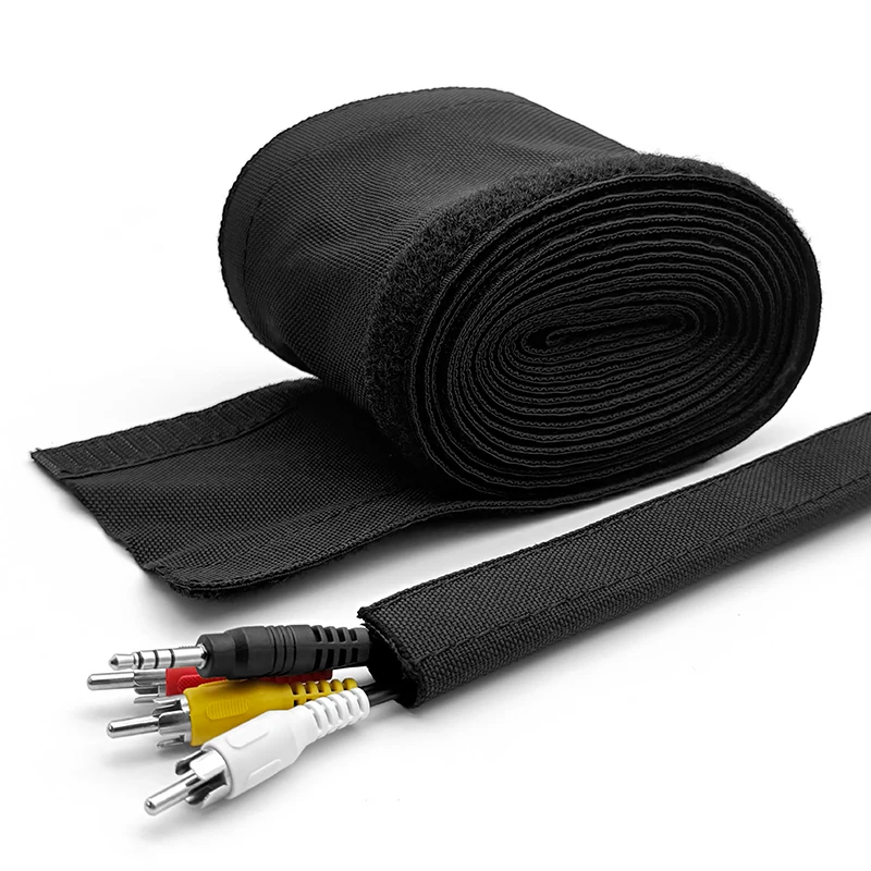 1-10M Velcros Self Adhesive Cable Sleeve 10-140mm Insulation Nylon Braided Textile Sheath Automobile Wire Harness Protector