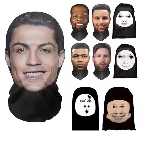 Ronaldo Messi Pattern Funny Facial Expression Mask Party Cosplay Props Comfortable Mesh