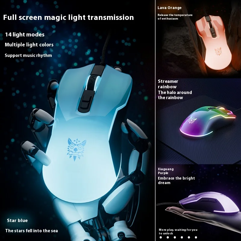 Onikuma Cw922 ماوس سلكي Rgb كمبيوتر مكتبي كمبيوتر محمول Esports لعبة متوهجة أكل الدجاج ماوس 12800 ديسيبل متوحد الخواص كول بوي هدايا عيد الميلاد #3