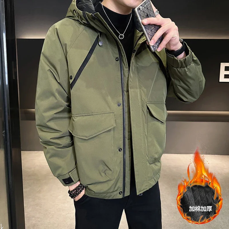 Casual 2024 Autumn Winter Men's Hooded Cotton-Padded Jackets Clothes Streetwear Loose Warm Coats Outdoor Windproof Thick Parkas