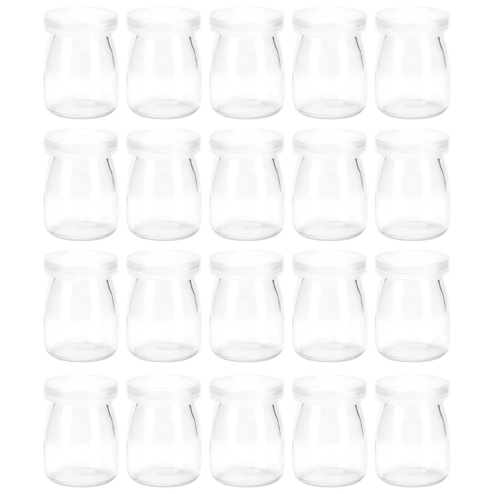 

20Pcs Glass Dessert Cups Pudding Bottles with Lid for Yogurt Jelly Mousse Jam Storage Containers Food Grade Sealed Canisters
