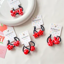 2 Stuks Nieuwe Schattige Rode Golf Dot Konijn Hoofd Meisjes Kinderen Elastische Haarbanden Prinses Haaraccessoires Kinderen Haar Stropdassen Baby Hoofddeksels