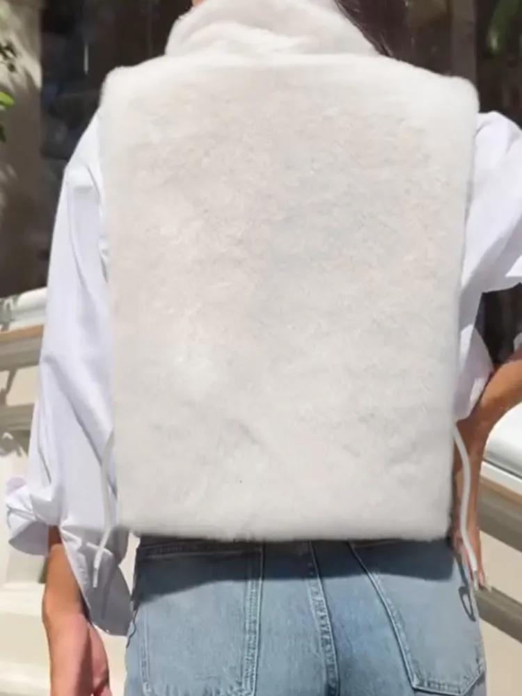 الصلبة سميكة الفراء سترة المرأة موضة شيك الياقة المدورة أكمام البلوز تانك القمم سيدة شارع العليا الخريف الشتاء ملابس جديدة