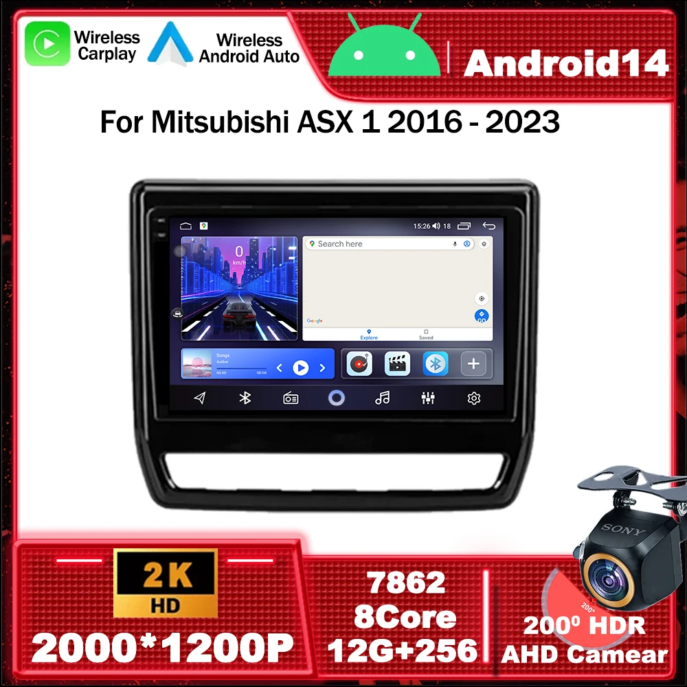 

Android 14 Car Radio Multimedia Video Player Navigation GPS For Mitsubishi ASX 1 2016 - 2023 WIFI 4G BT Carplay 2din QLED Screen