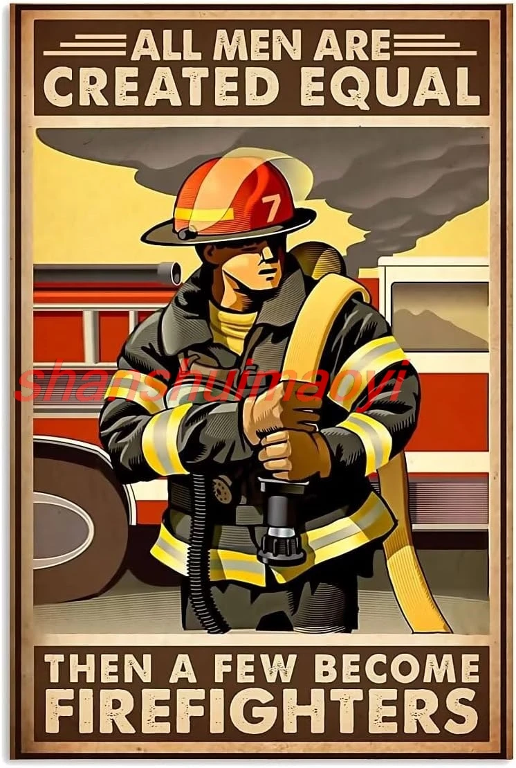 Movstrb Firefighters Decorative Painting Art Metal Tin Sign Then A Few Become Firefighter Poster for Bar Cafe Restaurant B ASC