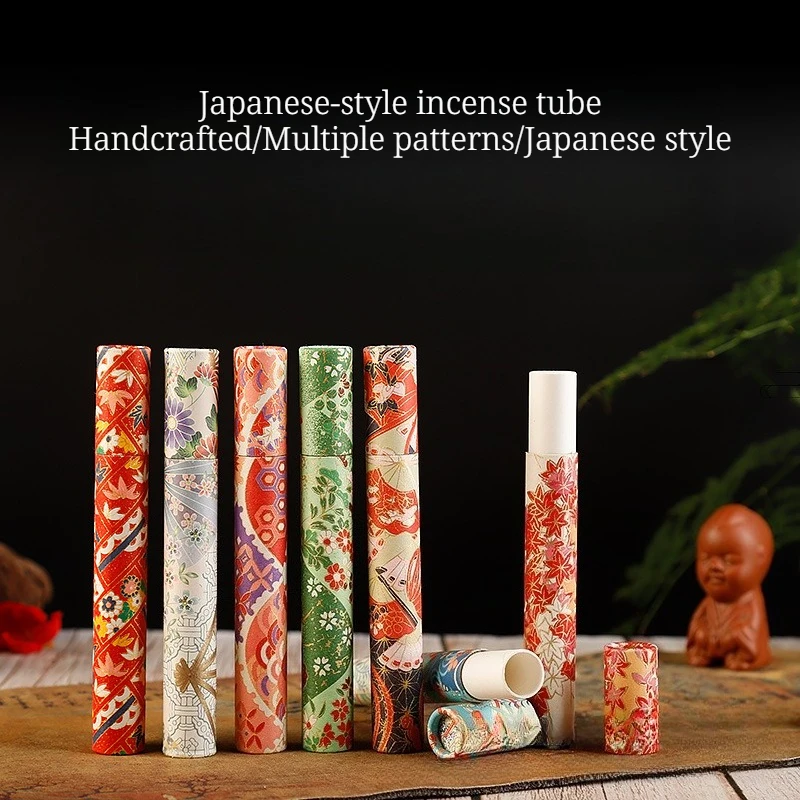 Japanese Meiwen Handmade Paper Incense Tube 15-gram Japanese-style Household Storage Box Incense Stick Handmade Variety Colors