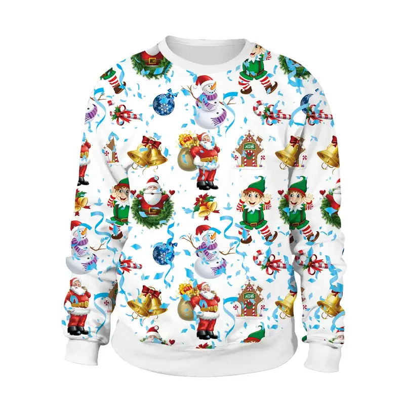 Men Women Llama Ugly Christmas Sweatshirt 3D Funny Print New Year Eve Xmas Sweater Couples Pullover Holiday Party Jumper Tops - Image 17