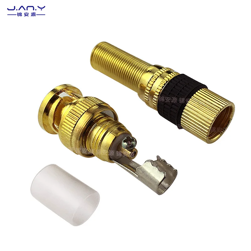 1 piece Copper plated BNC male solderless joint high-definition SDI RF coaxial connector Q9 male monitoring audio and video plug