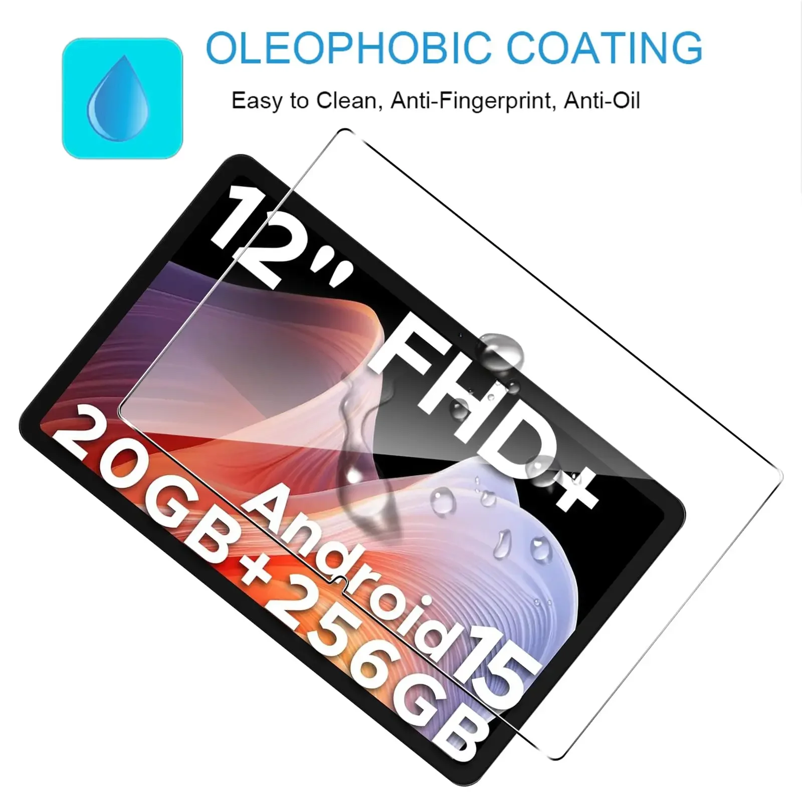 2Pcs For Doogee T36 (12 inch) 2025 Screen Protector, 9H Tempered Glass Film, Anti Fingerprints,No Bubbles Anti-Scratch