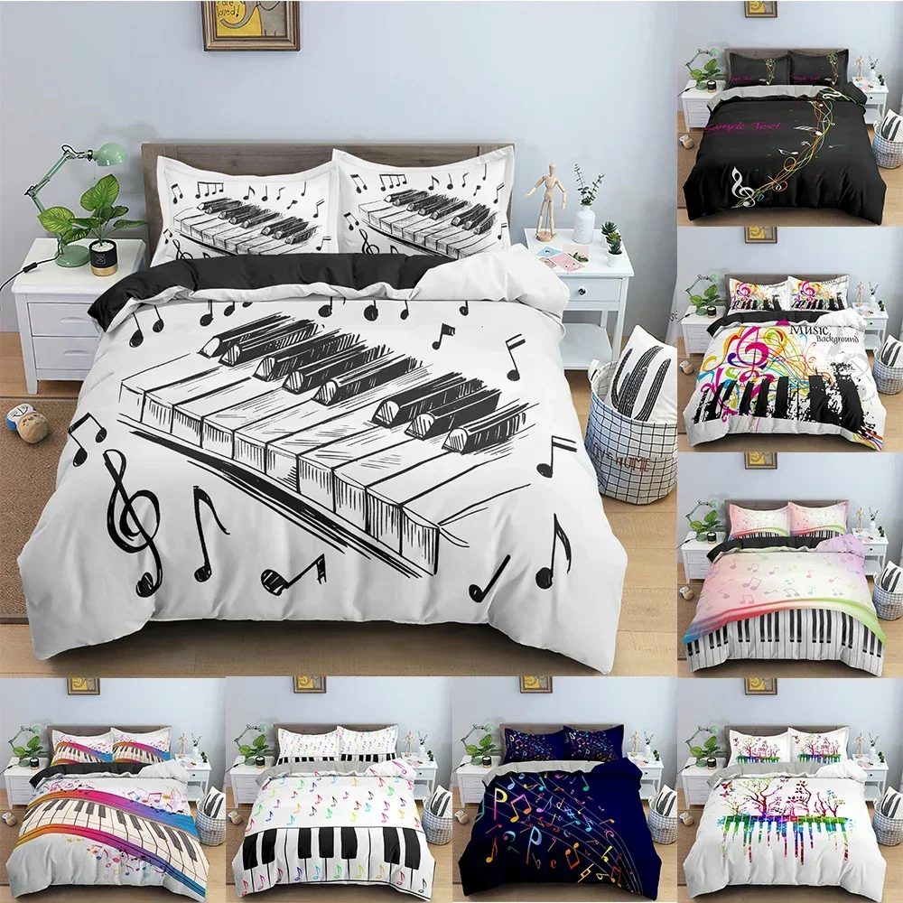 Piano Pattern Duvet Cover Musical Symbols Comforter Cover Bedding Set Modern Personality Quilt Cover Queen King Size Bedclothes