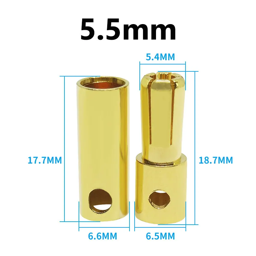 10 stücke 2mm 3mm 3,5mm 4mm 5mm 5,5mm 6mm Bananen Stecker Vergoldet Kupfer bürstenlosen Motor Bullet Stecker Für ESC Batterie Wholeale