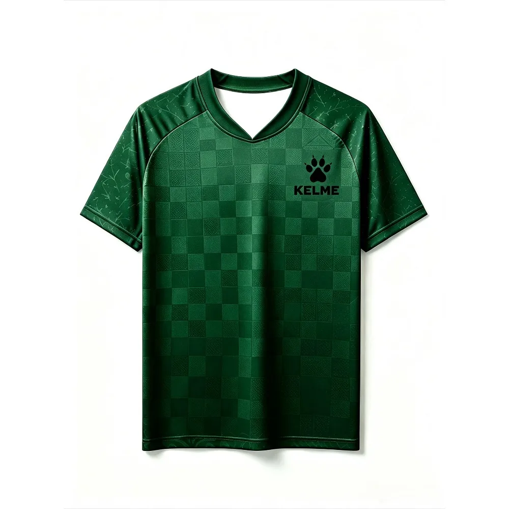 Men Checkered Print Short Sleeve T Shirt for Men Sports Training Running Workout Team Game Quick Dry Jersey Top