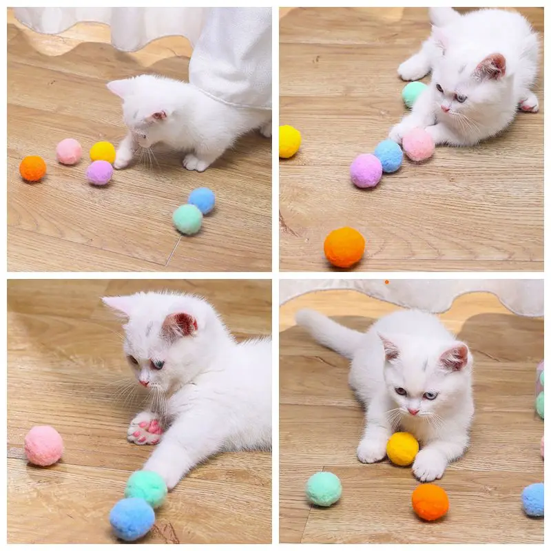 20/50/100/500 pcs/lot Funny Cat Toys Stretch Plush Ball Soft Colorful Cat Toy Ball Interactive Cat Toys Assorted Cat Playing Toy