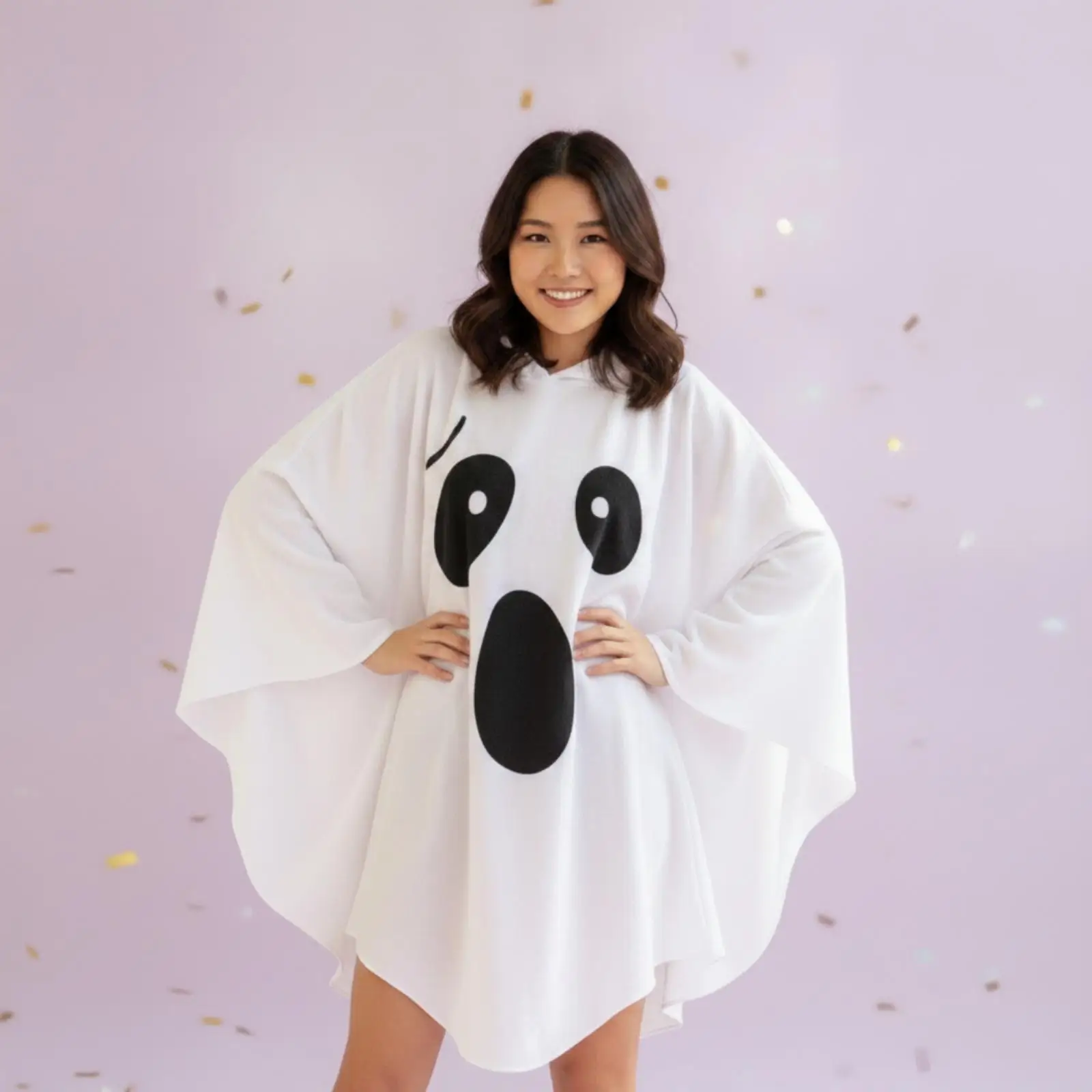 Poncho White Costume Spooky Halloween Poncho for Adults, Women, Cosplay, Photo Shoots