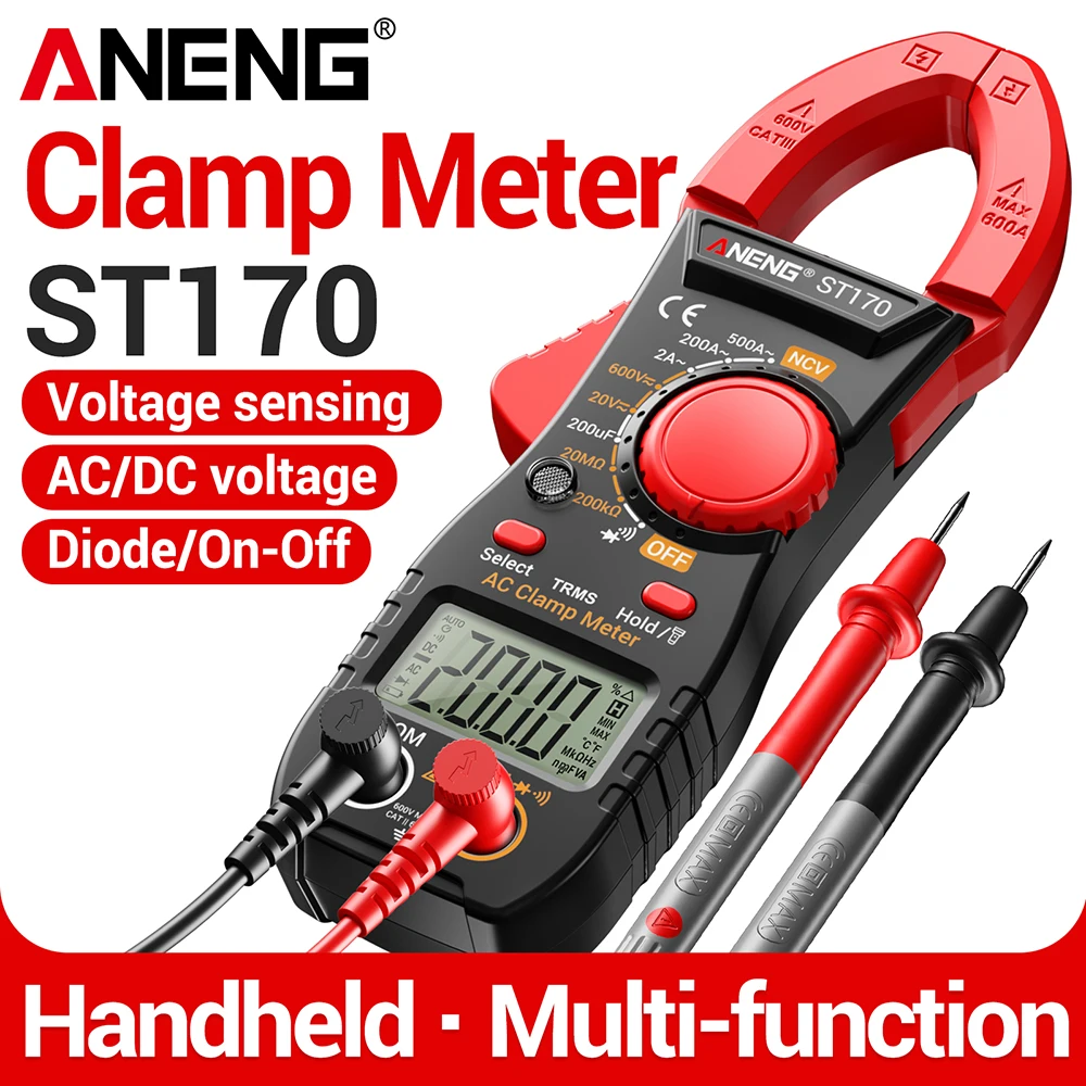 ANENG Digitales Multimeter Stromzangenmessgerät 500A AC Strom Spannung Kapazität Diode Widerstand Multifunktionaler Detektor ST170