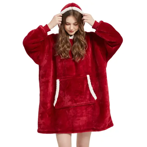 Winter Sherpa Hoodie Blanket JAGDAMBE