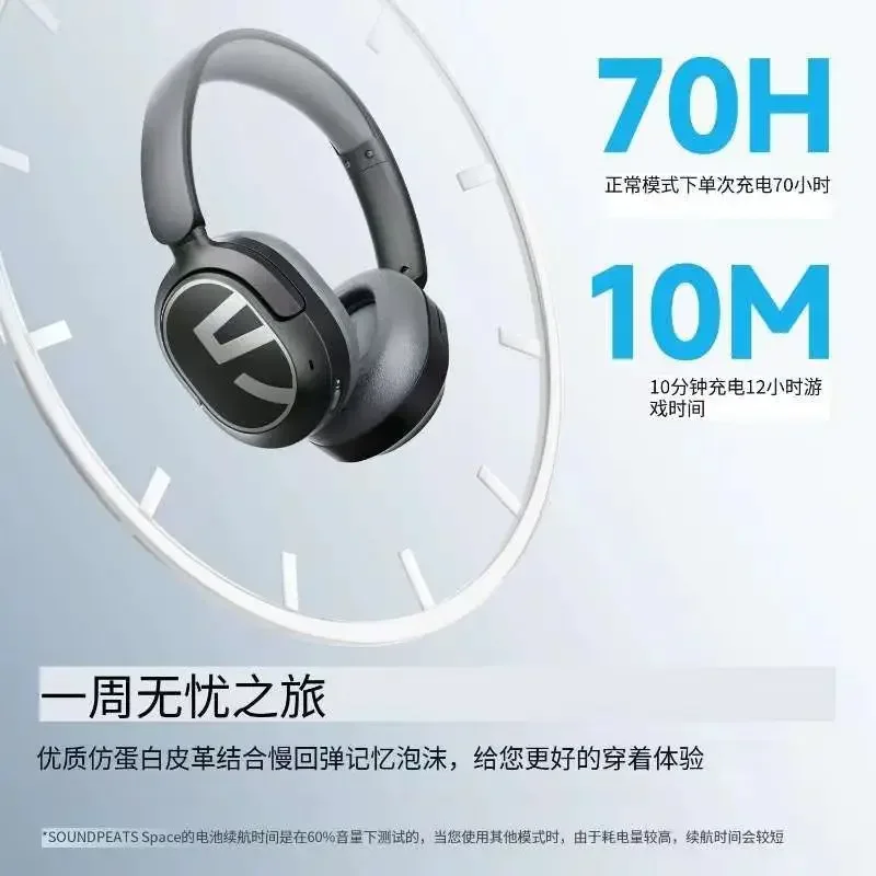 Soundpeats A8 Headphones Wireless Bluetooth Headset Noise-Cancelling Enc Head-Mounted Earphone Low Latency Gaming Accessories