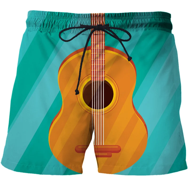 Guitar Musical Instrument 3D Print Shorts Men Women Street Casual Oversize Short Pants Summer Cool Mens Swim Sport Beach Shorts